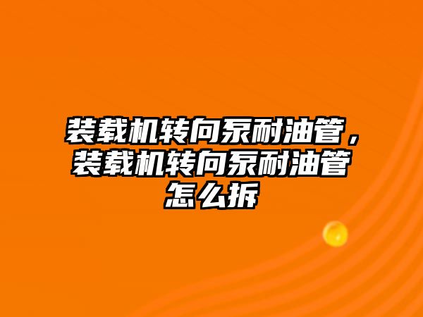 裝載機轉向泵耐油管，裝載機轉向泵耐油管怎么拆