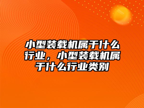 小型裝載機(jī)屬于什么行業(yè)，小型裝載機(jī)屬于什么行業(yè)類別