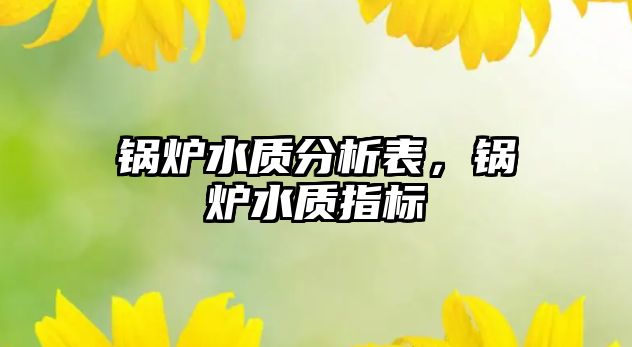 鍋爐水質(zhì)分析表，鍋爐水質(zhì)指標(biāo)