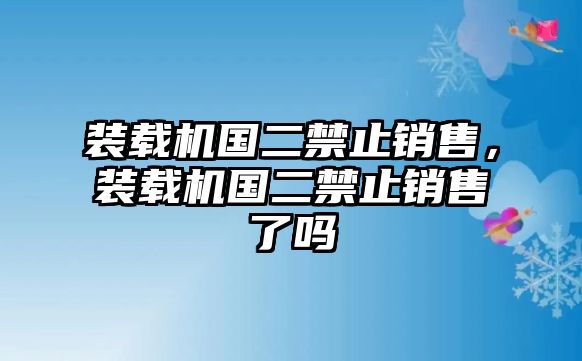 裝載機國二禁止銷售，裝載機國二禁止銷售了嗎