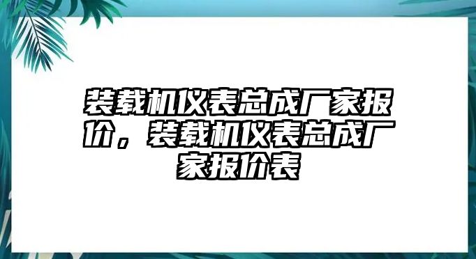 裝載機儀表總成廠家報價，裝載機儀表總成廠家報價表