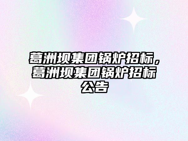 葛洲壩集團鍋爐招標，葛洲壩集團鍋爐招標公告