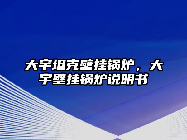 大宇坦克壁掛鍋爐，大宇壁掛鍋爐說(shuō)明書