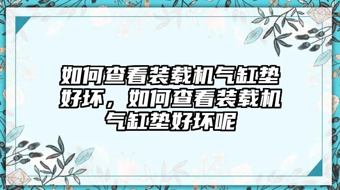 如何查看裝載機氣缸墊好壞，如何查看裝載機氣缸墊好壞呢