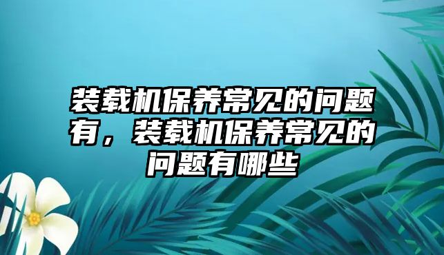 裝載機保養常見的問題有，裝載機保養常見的問題有哪些