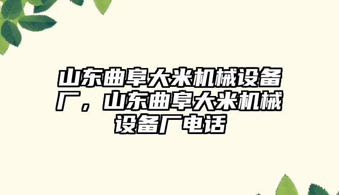 山東曲阜大米機(jī)械設(shè)備廠，山東曲阜大米機(jī)械設(shè)備廠電話