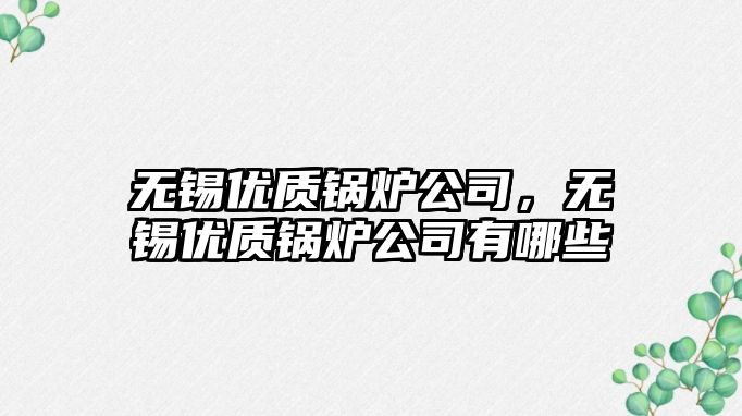 無錫優質鍋爐公司，無錫優質鍋爐公司有哪些