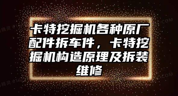 卡特挖掘機各種原廠配件拆車件，卡特挖掘機構造原理及拆裝維修