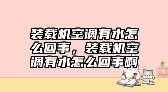 裝載機空調有水怎么回事，裝載機空調有水怎么回事啊