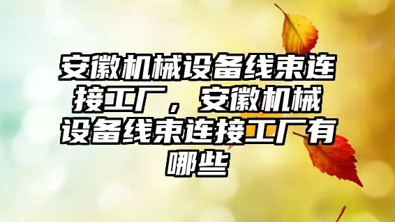 安徽機械設(shè)備線束連接工廠，安徽機械設(shè)備線束連接工廠有哪些