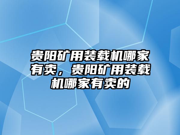 貴陽礦用裝載機哪家有賣，貴陽礦用裝載機哪家有賣的