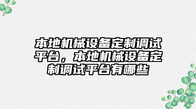 本地機械設備定制調(diào)試平臺，本地機械設備定制調(diào)試平臺有哪些